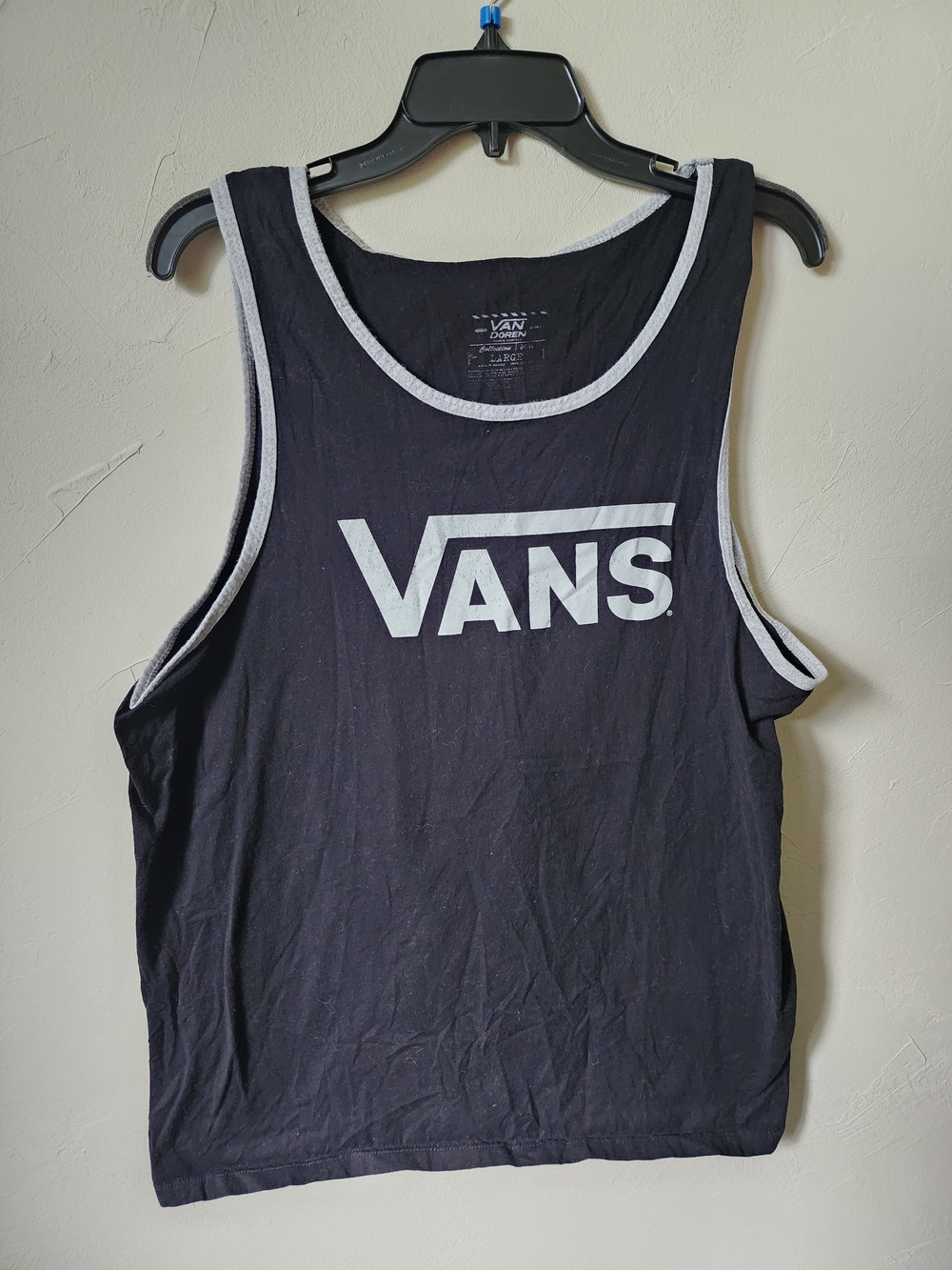 Vans Black Tank Top with White Logo Size Large